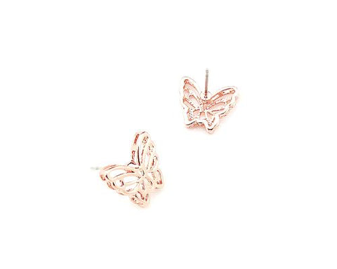 Hollow Butterfly Rose Gold Stud Earrings