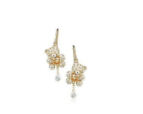 Teddy Pendant Bling Crystal Drop Earrings for Women