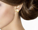 Lovely Gold Cat Crystal Clip Earrings Studs for Girls
