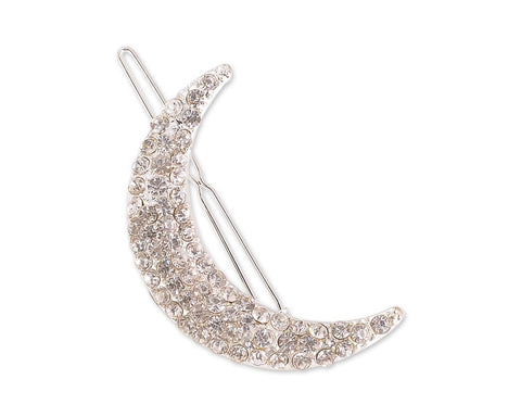 Silver Moon Bling Crystal Hair Clip