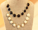 Hexa Nine Pearl Necklace - Black