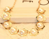 Hexa Nine Pearl Necklace - White