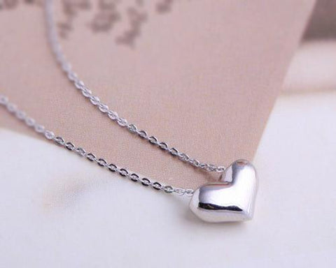 18K White Gold Plated Adorable Mini Heart Necklace
