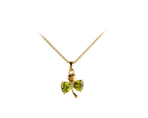 Three-leaf Clover Green Crystal Necklace