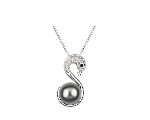 Chic Swan Pearl Gray Crystal Necklace