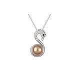 Chic Swan Pearl Champagne Crystal Necklace