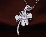 Four-leaf Clover 925 Sterling Silver Crystal Necklace