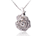 Chic Rose Crystal Necklace - Silver