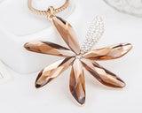 Sparkling Snowflake Crystal Sweater Necklace - Rose Gold