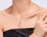 Elegant 925 Sterling Silver Bling Crystal Heart Necklace - Purple