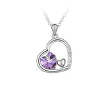 Unique Deep In Heart Crystal Necklace - Purple
