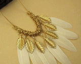 Bohemian Feather White Crystal Necklace