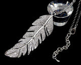 Charming Feather Crystal Necklace - Silver