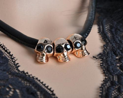 Punk Skull Leather Necklace