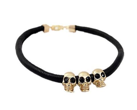 Punk Skull Leather Necklace