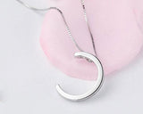 Moon and Heart 925 Sterling Silver Crystal Necklace - Silver