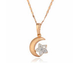 Story Of Moon and Star Crystal Necklace - Silver