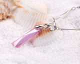 Rectangle Crystal Pendant Necklace - Pink