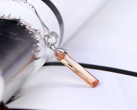 Rectangle Crystal Pendant Necklace - Champagne