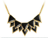 Luxury Geometric Triangle Necklace - Black