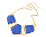 Elegant Geometric Polygon Resin Necklace - Blue