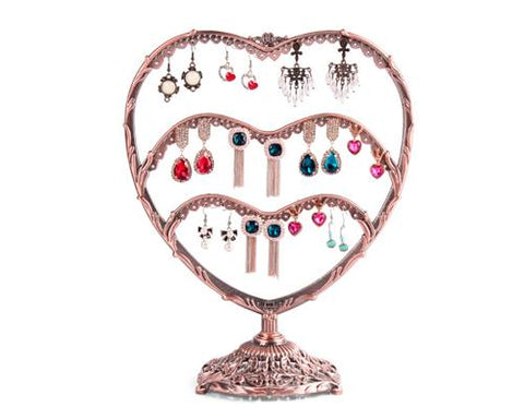 Heart Shaped Jewelry Organizer Earring Holder - Bronze