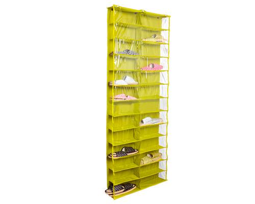 26 Pockets Foldable Over the Door Shoe Rack Storage Organizer - Green