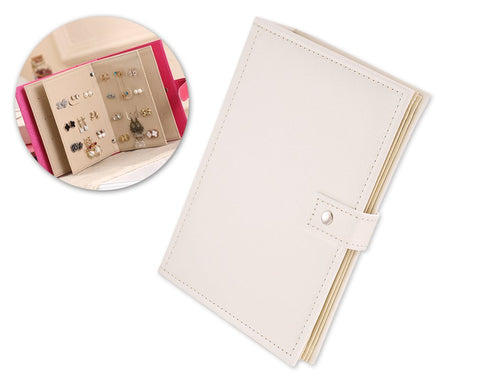 Portable Jewelry Organizer Earring Storage Book - White