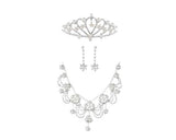 Wedding Bling Rhinestone Earrings and Crown and Necklace Jewelry Set