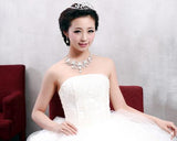 Wedding Bling Rhinestone Earrings and Crown and Necklace Jewelry Set