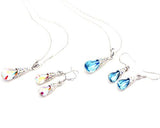 Teardrop Crystal Earring and Necklace Jewelry Set - Blue