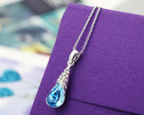 Teardrop Crystal Earring and Necklace Jewelry Set - Blue