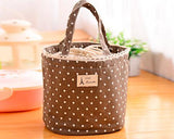 Insulated Thermal Drawstring Closure Dot Picnic Lunch Bag