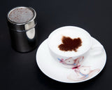 Stainless Steel Powder Shaker with 16 Pcs Cappuccino Coffee Stencils
