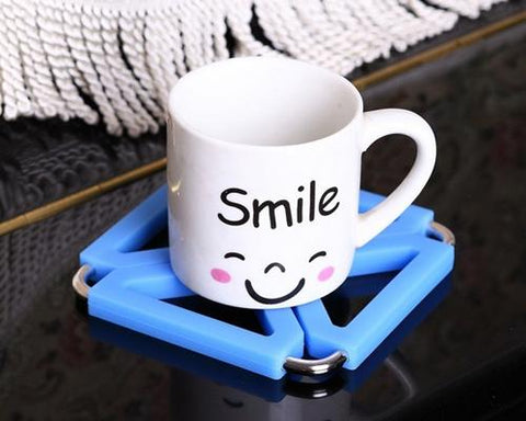 Modern Foldable Heat Resistant Silicone Table Drink Coaster - Orange