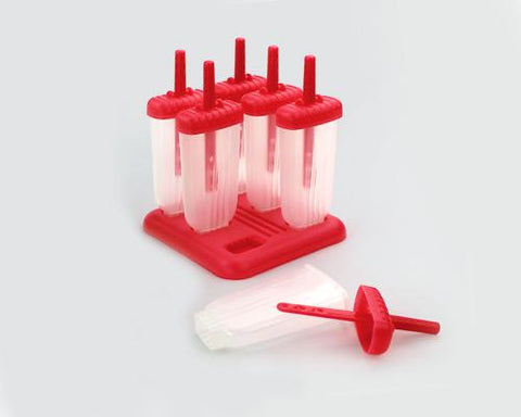 Reusable Ice Pop Molds Set of 6 - Red