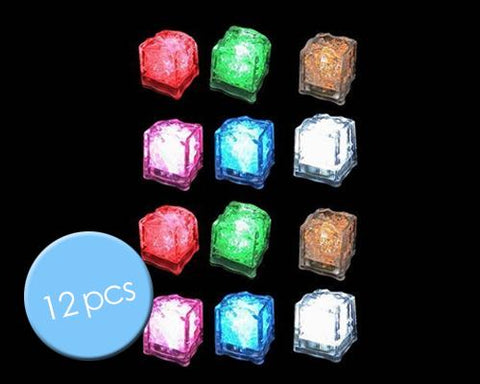 12 Pcs Colorful LED Liquid Sensor Light Plastic Ice Cubes