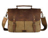 Vintage Canvas Satchel Messenger Bag for Men - Khaki