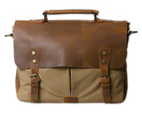 Vintage Canvas Satchel Messenger Bag for Men - Khaki