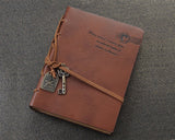 Leather Cover Key Blank Pages Journal Diary Notebook - Brown