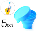 5 Pcs Silicone Folding Retractable Water Cup for Travel - Blue