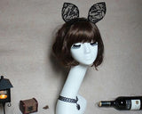 Lace Cat Ears Headband Cosplay Costume for Party - Black