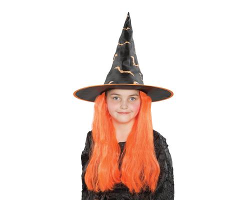 Halloween Party Costume Accessory Kids Witch Hat with Orange Wig