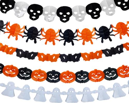 5 Pcs Halloween Decoration Banner+ 1 Pc Spider Web Cobweb and 2 Spiders