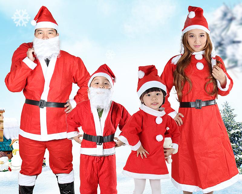 Child Girls Santa Claus Costume Christmas Dress Set  - Red