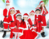 Child Girls Santa Claus Costume Christmas Skirt Set with Shawl - Red