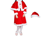 Child Girls Santa Claus Costume Christmas Skirt Set with Shawl - Red