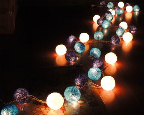 20 Cotton Balls 220V String Light for Decoration - Blue