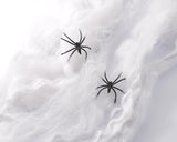 Halloween Decoration Props Stretchable Spider Web Cobweb and 2 Spiders