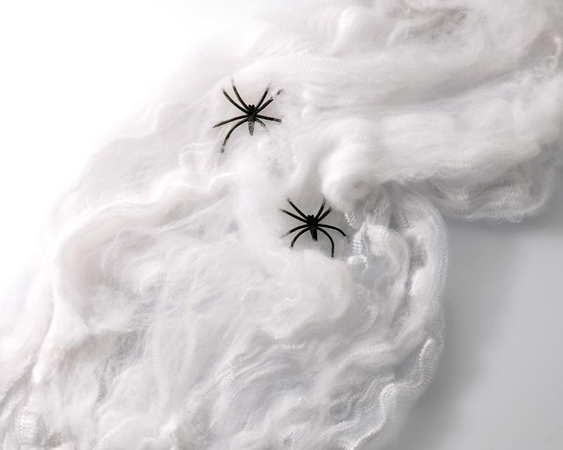 Halloween Decoration Props Stretchable Spider Web Cobweb and 2 Spiders